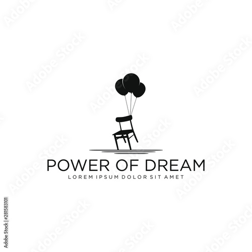 Logo chair with balloon for studio or film production and more - silhouette 