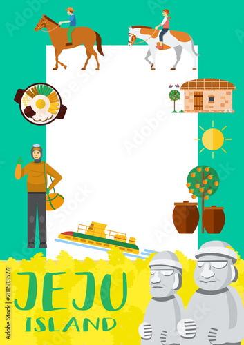 Flat design, Illustration of Jeju Island banner, Vector photo