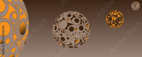 retro psychedelic bubbles planet system copper