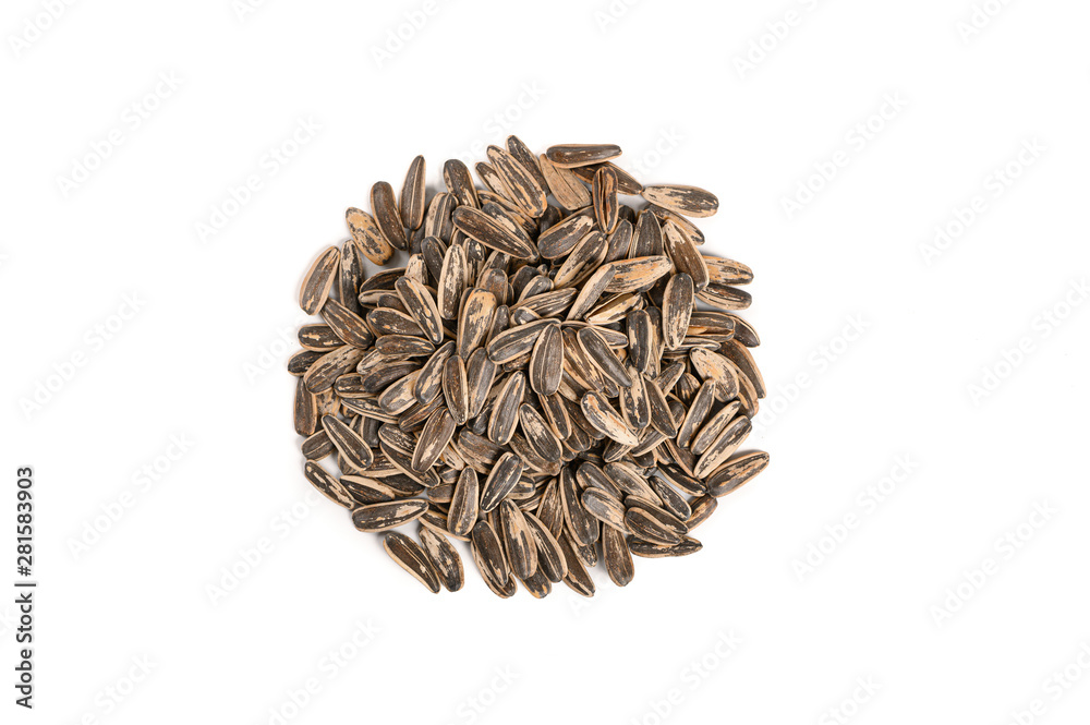 Sunflower seeds isolated on white background Sunflower seeds isolated on white background