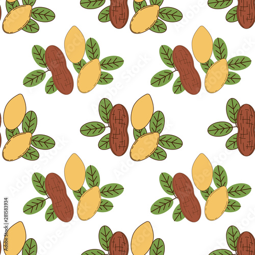 Seamless pattern of peanut in cartoon style