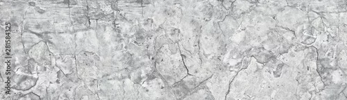 Panel kuchenny z motywem Wide old light gray shabby concrete wall. Broken cement surface texture panorama. Long grunge vintage background