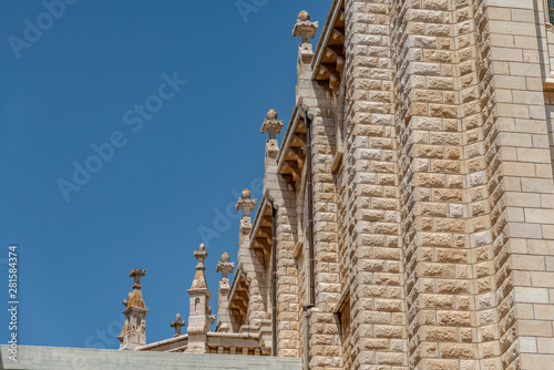Ornamental stone detail of Basilica of Jesus the Adolescent in Nazareth, Israel