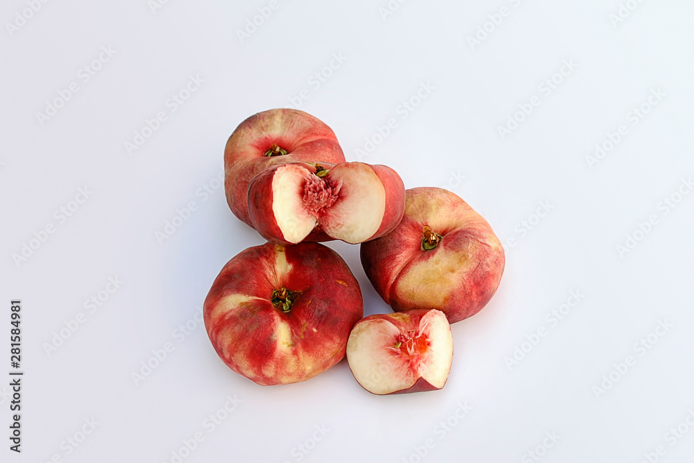 donut peaches (Prunus persica var. platycarpa), chinese peaches donut peaches (Prunus persica var. platycarpa), chinese peaches
