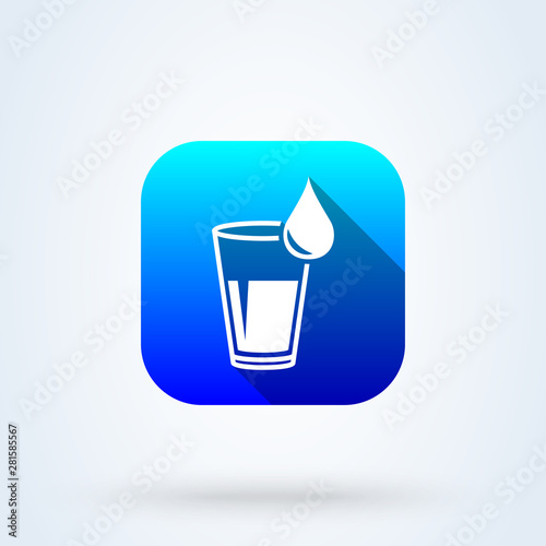 cup and water drop. Simple modern icon design illustration.