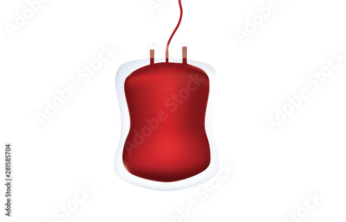 The blood from the blood bag is in the shape of the image, the background is white.