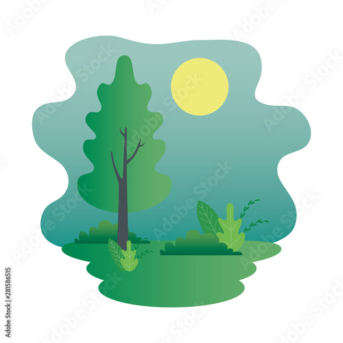 camp field landscape scene icon