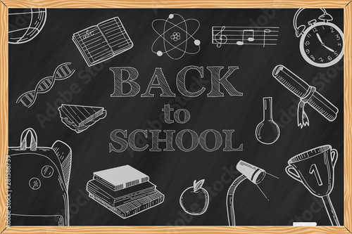 Back to school promo banner design. Vector illustration.