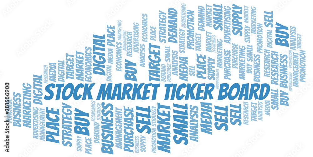 Stock Market Ticker Board word cloud. Vector made with text only. Stock Market Ticker Board word cloud. Vector made with text only.