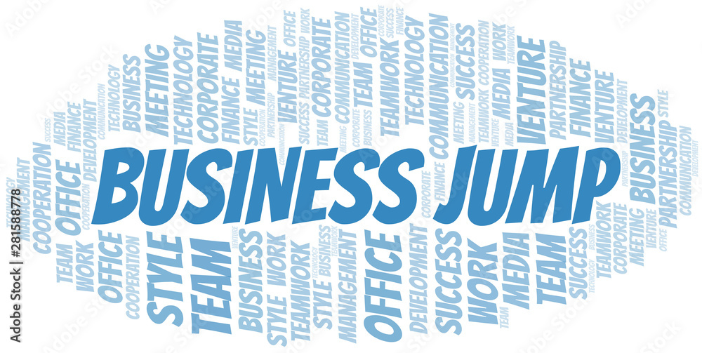 Business Jump word cloud. Collage made with text only. Business Jump word cloud. Collage made with text only.