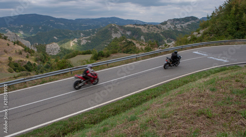 Urbino Italy Umbria Motocyclists on raod