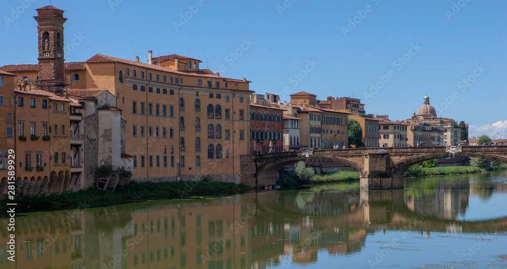 Florence Italy River Arno . Buildings at the river.