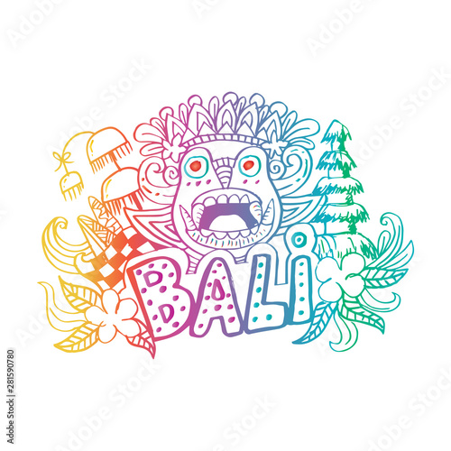 Bali sign on hand drawn doodle 