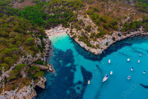 Menorca Cala Macarelleta balearic islands drone frmo above