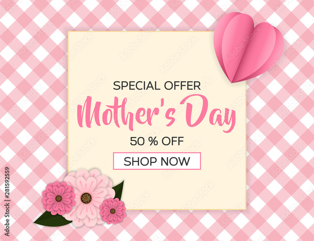 mother's day sale banner template decorated with flower and heart mother's day sale banner template decorated with flower and heart