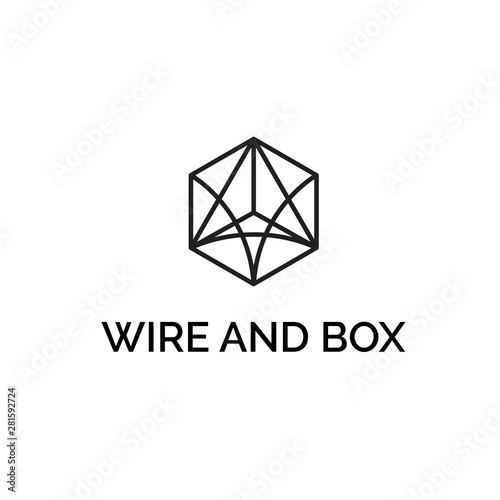 wire box hexagon logo design inspiration
