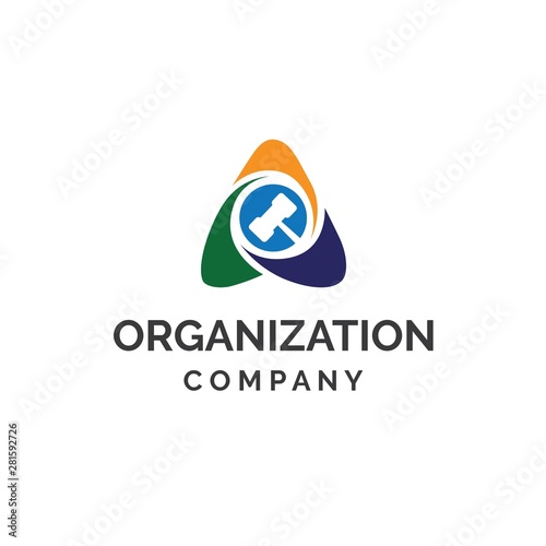 authority judge hammer inside colorful triangle logo design inspiration