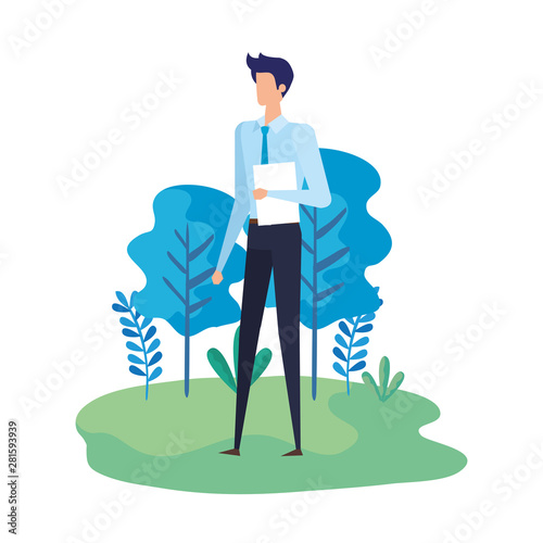 elegant businessman worker in the camp