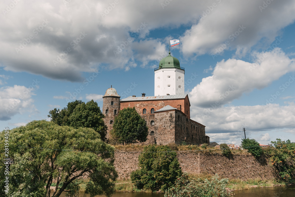 Vyborg castle in summer blue sky