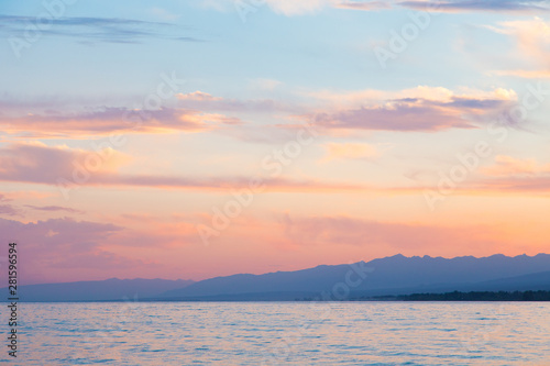 sky sunset sea. Beautiful clouds  soft colors. Natural background