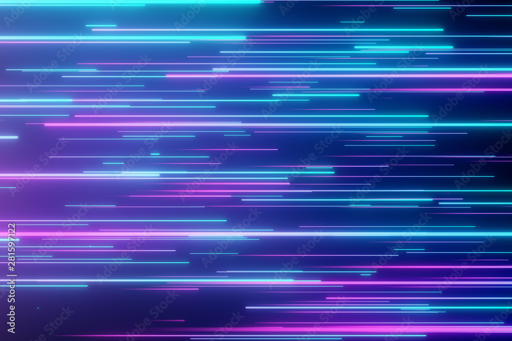 Abstract directional neon lines geometric background. Data flow. Optical  fiber. Explosion star. Motion effect. Modern light spectrum, fluorescent  ultraviolet light. 3d illustration Stock Illustration | Adobe Stock