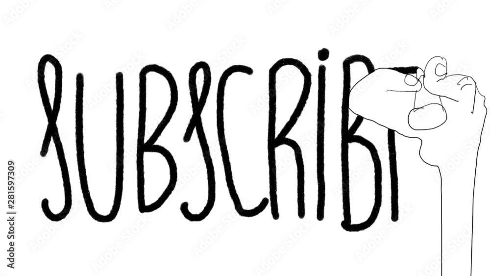 Subscribe button colored hand drawn 2d cartoon animation