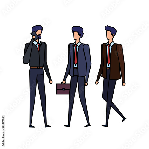 elegant businessmen workers calling with cellphones