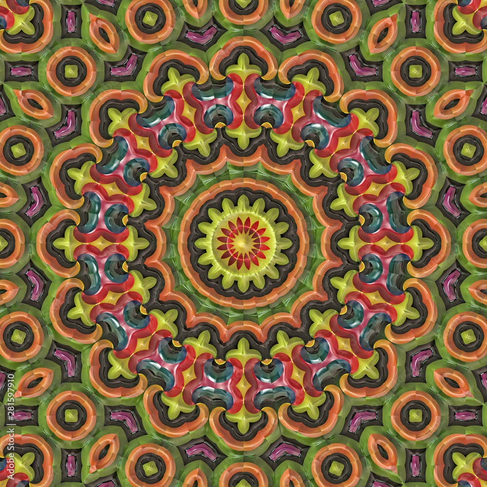 3d effect - abstract colorful mandala style 3d effect - abstract colorful mandala style