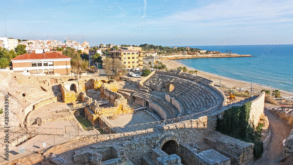 Amphitheatre from the Roman city of Tarraco, now Tarragona. It was built in the 2nd century AD, sited close to the forum of this provincial capital, Spain.