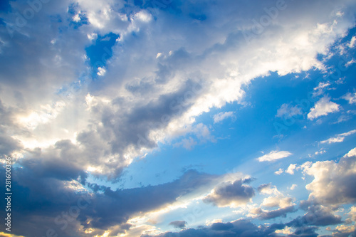 blue sky with white clouds. Natural background. © Alwih