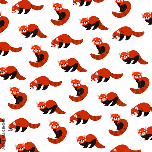 Cartoon happy red panda - simple trendy pattern with animals. Flat vector illustration for prints, clothing, packaging and postcards. 