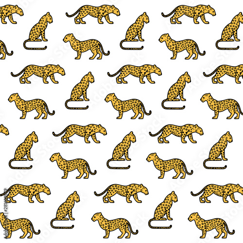 Cartoon leopard - simple trendy pattern with leopard. Cartoon flat vector illustration for prints  clothing  packaging and postcards.