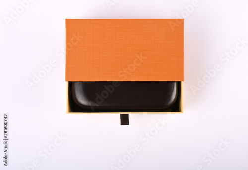 Eyeglasses case in a gift box isolated on white