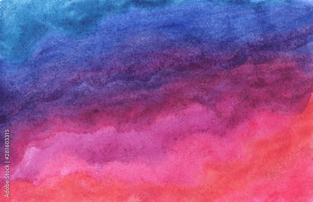 Purple-pink-blue abstract background in watercolor