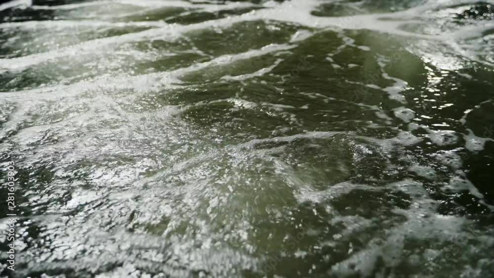 Aeration of shrimp pool water. Air bubbles rising up. Shrimp Farm. Shooting close-up. Aeration of shrimp pool water. Air bubbles rising up. Shrimp Farm. Shooting close-up.