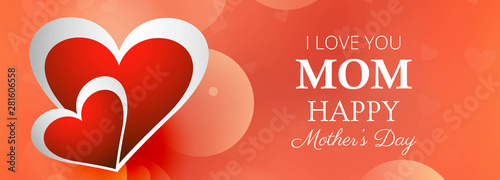 Elegant colorful heart mother's day banner background