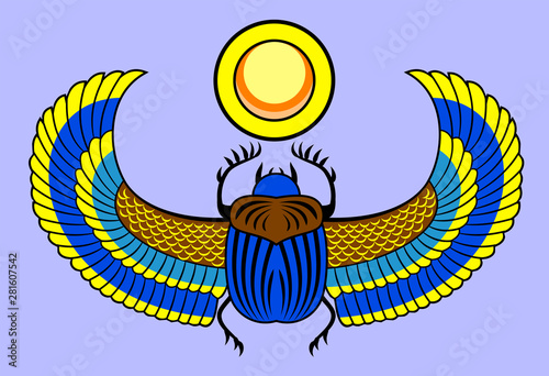 Sacred egyptian symbol - scarab beetle, vector graphics