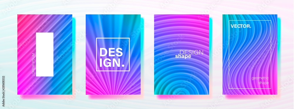 Abstract Fluid creative templates, cards, color covers set. Geometric design, liquids, shapes. Trendy vector collection. Pastel and neon design, geometric fluid graphic shape, vector background. 