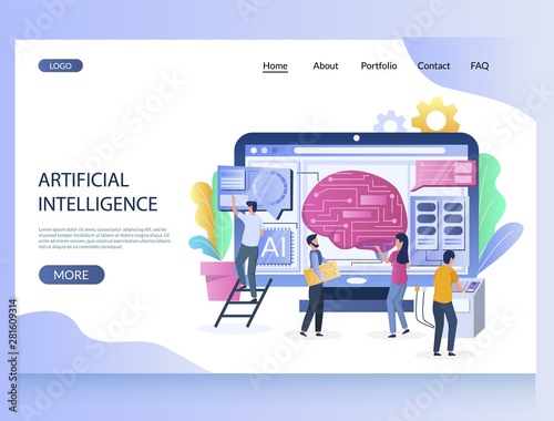 Artificial intelligence vector website landing page design template