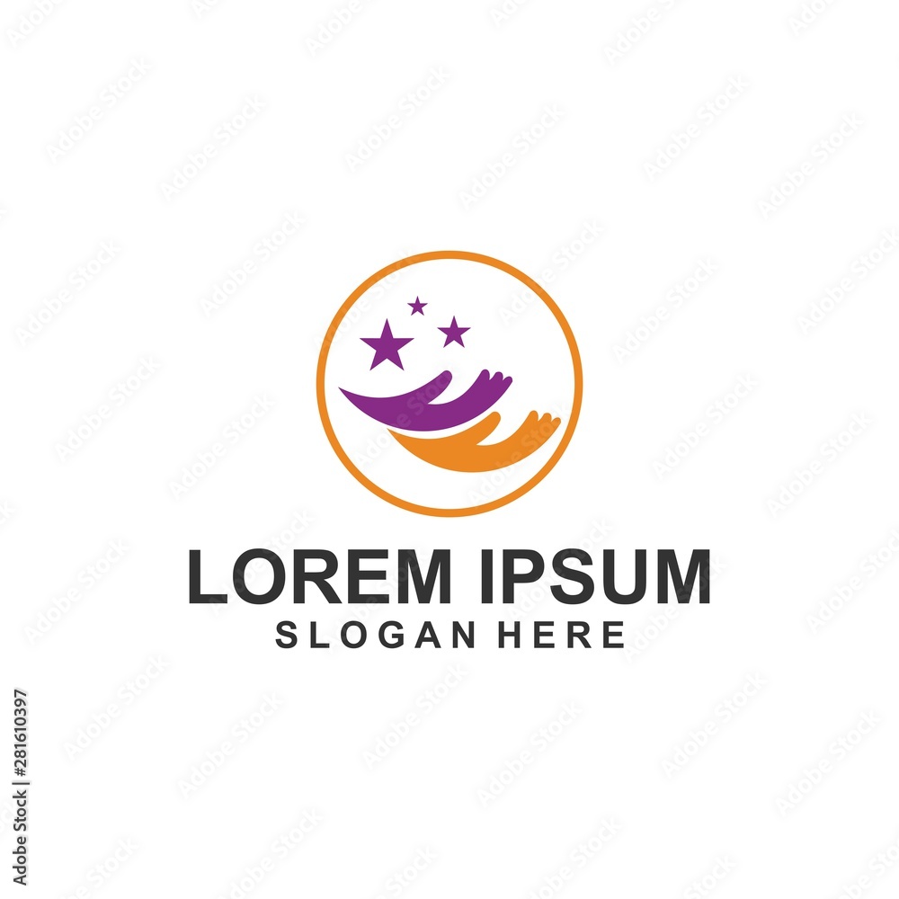hand star logo template design vector hand star logo template design vector