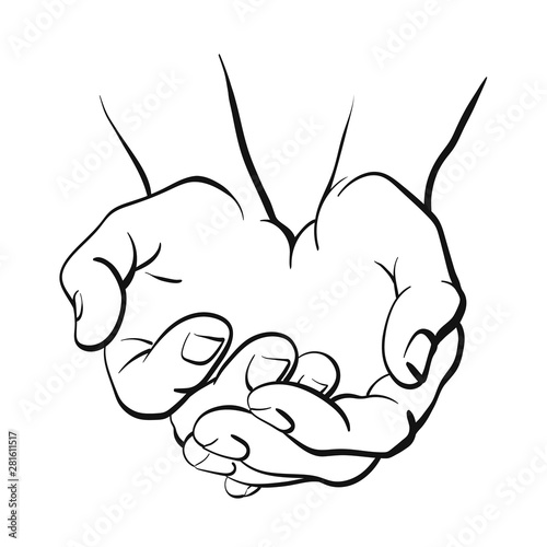Human hands. Top view. Vector illustration