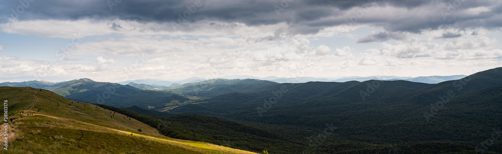 A view of the valley in Bieszczady Mountains, seen from Połonina Caryńska. A view of the valley in Bieszczady Mountains, seen from Połonina Caryńska.