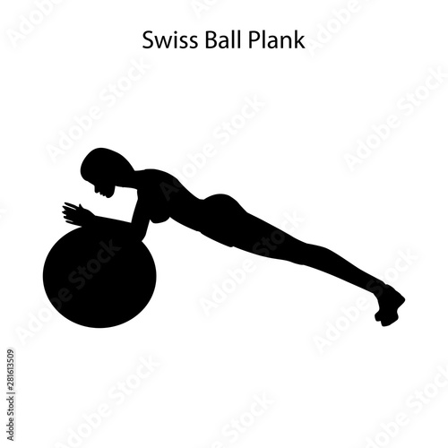 Swiss ball plank exercise silhouette