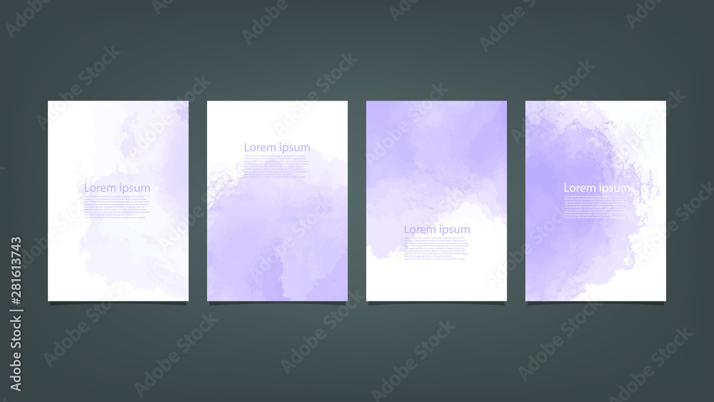 Purple watercolor Brochure template for you design,vector.