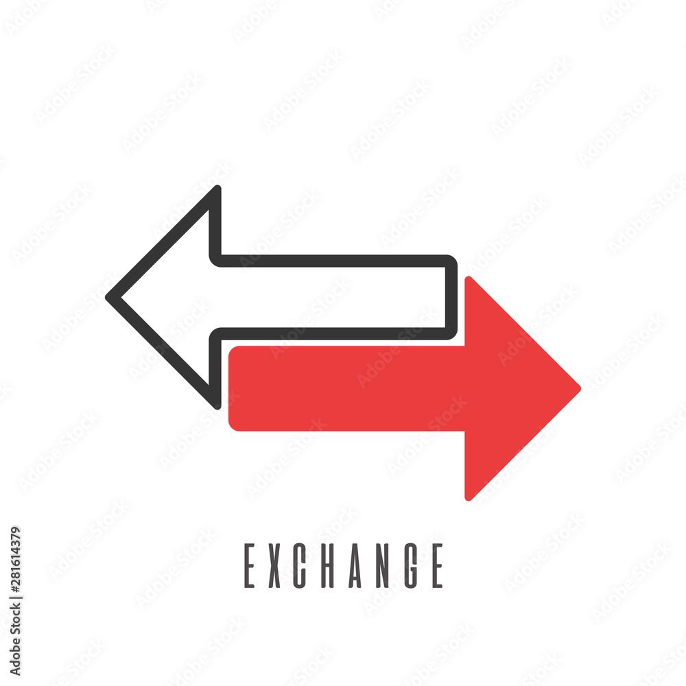 Exchange icon. New trendy exchange vector illustration symbol for app, logo, web, ui. Exchange icon. New trendy exchange vector illustration symbol for app, logo, web, ui.
