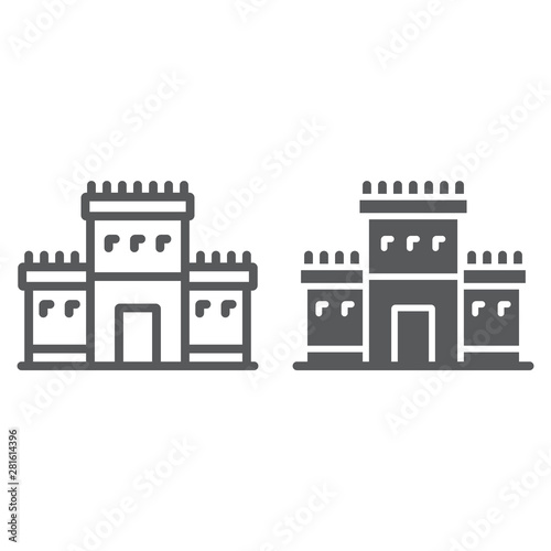 Solomon temple in jerusalem line and glyph icon, religion and hebrew, jewish tabernacle sign, vector graphics, a linear pattern on a white background.