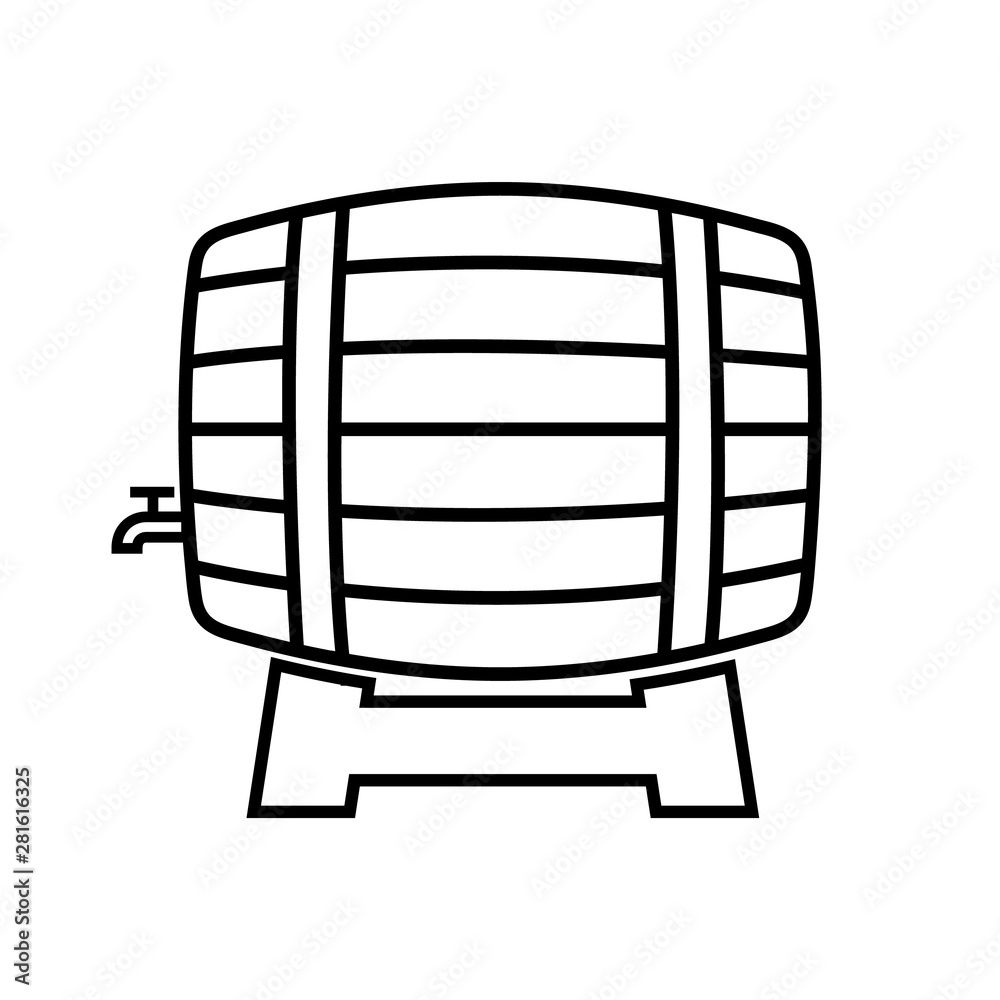 Wooden barrel line icon, logo isolated on white background Wooden barrel line icon, logo isolated on white background
