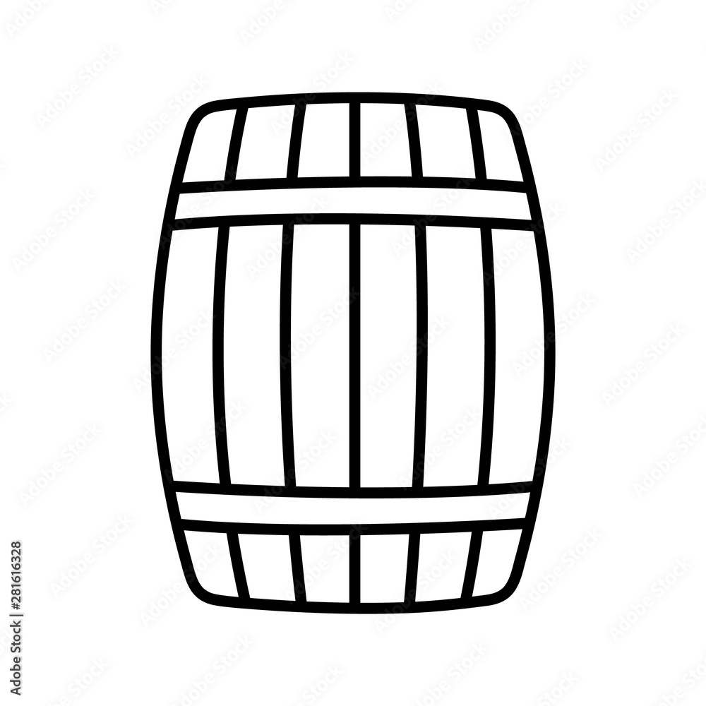 Wooden barrel line icon, logo isolated on white background Wooden barrel line icon, logo isolated on white background