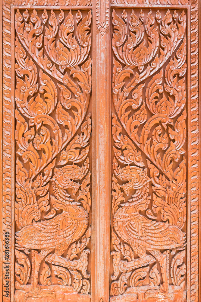 Bird carved wooden door. Bird carved wooden door.