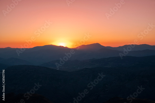 Beautiful landscape, golden sunset over the mountains. View from Nemrut Mountain, Turkey. © Inga Av